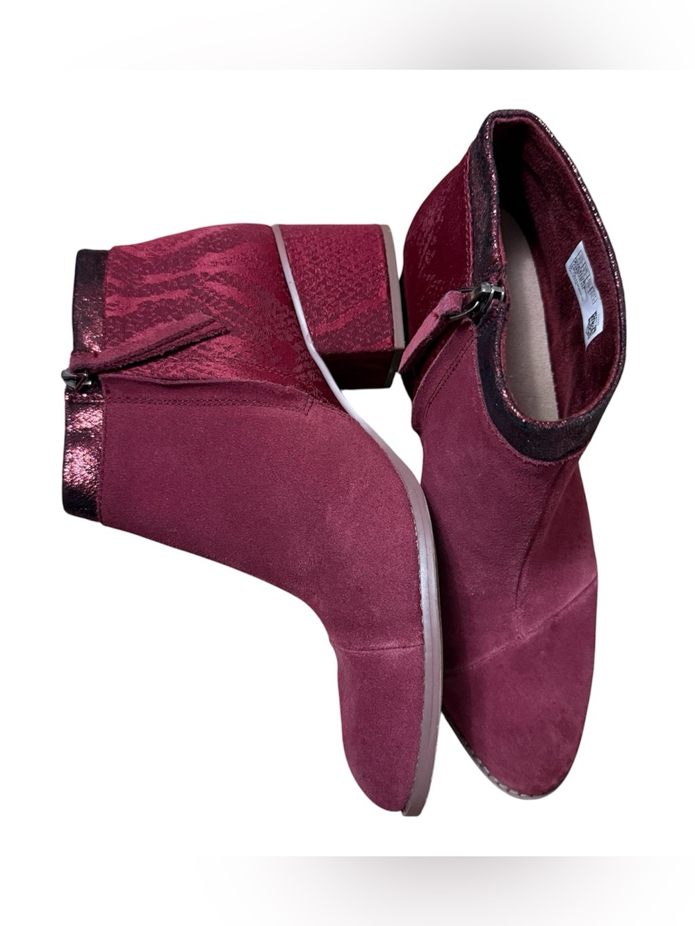 Toms Loren Burgundy Suede Textile Snake Ankle Booties Women’s 8.5 Whimsigoth Y2K